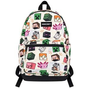 MineCraft (2023) Backpack Cream with Minecraft Characters (17 inch)